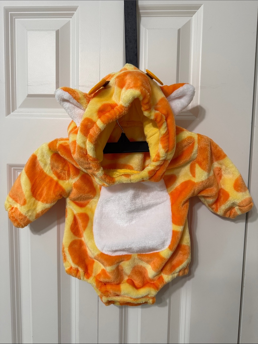 Baby Giraffe Plush Hooded One-Piece - Orange & Yellow